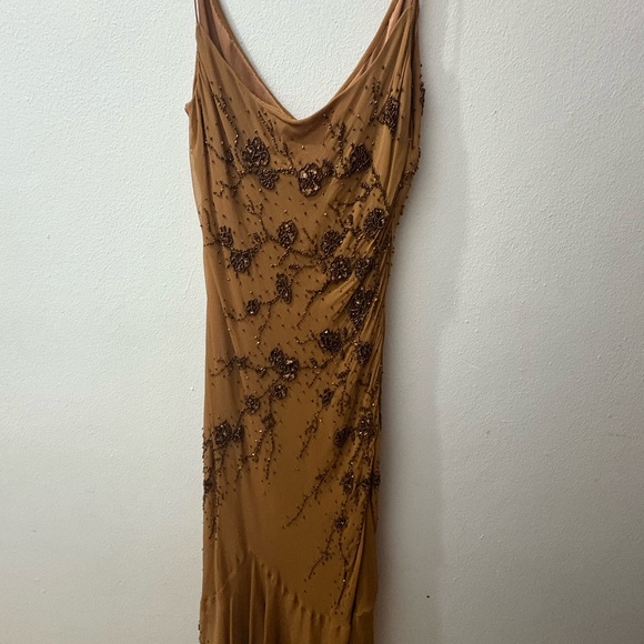 Elegant Brown Embellished Dress